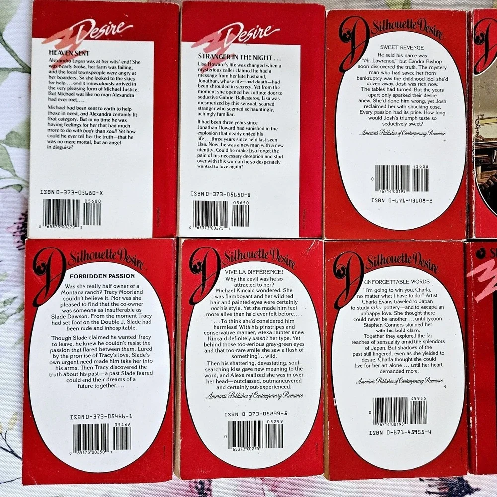 *silhouette desire paperback romance novels lot of 10‎ books 80's & 90's